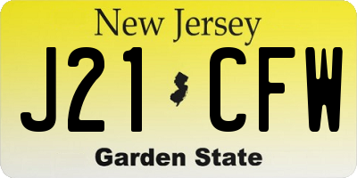 NJ license plate J21CFW