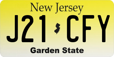NJ license plate J21CFY