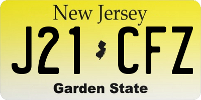 NJ license plate J21CFZ