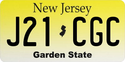 NJ license plate J21CGC