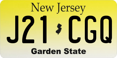 NJ license plate J21CGQ