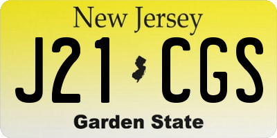 NJ license plate J21CGS