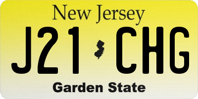 NJ license plate J21CHG