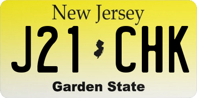 NJ license plate J21CHK