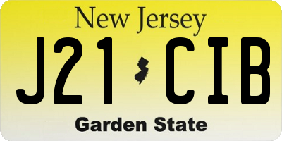 NJ license plate J21CIB