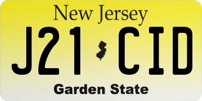 NJ license plate J21CID