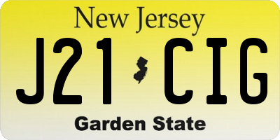 NJ license plate J21CIG