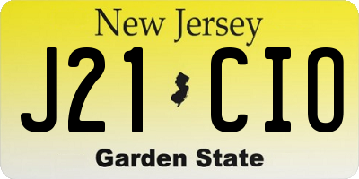 NJ license plate J21CIO