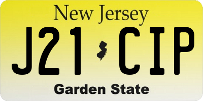 NJ license plate J21CIP