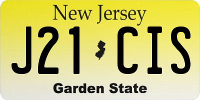 NJ license plate J21CIS