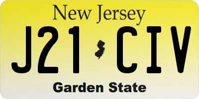 NJ license plate J21CIV
