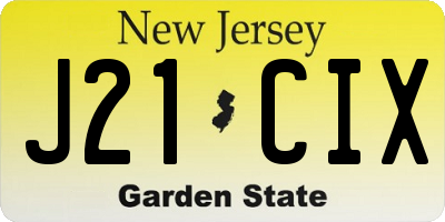 NJ license plate J21CIX