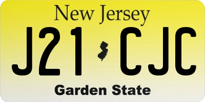 NJ license plate J21CJC