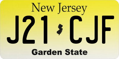 NJ license plate J21CJF
