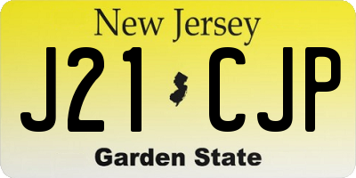 NJ license plate J21CJP