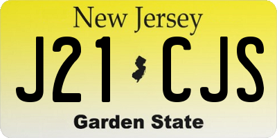 NJ license plate J21CJS