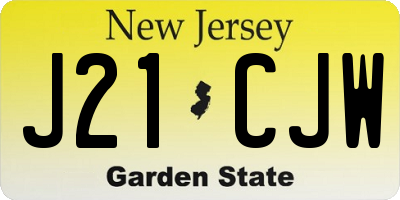 NJ license plate J21CJW