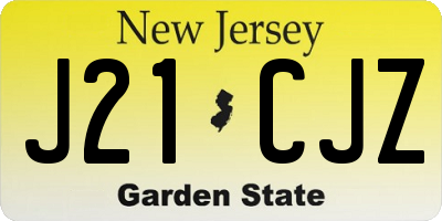NJ license plate J21CJZ