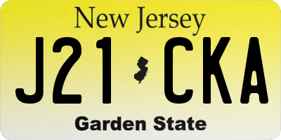 NJ license plate J21CKA