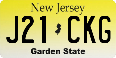 NJ license plate J21CKG