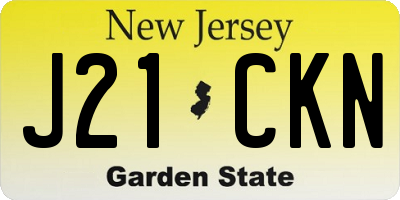 NJ license plate J21CKN