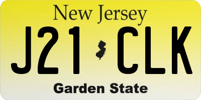 NJ license plate J21CLK