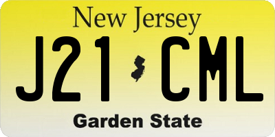 NJ license plate J21CML