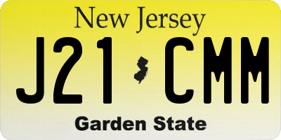 NJ license plate J21CMM