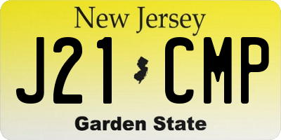NJ license plate J21CMP