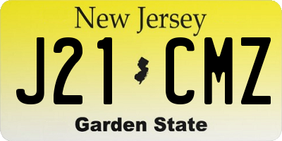 NJ license plate J21CMZ