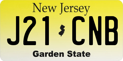NJ license plate J21CNB