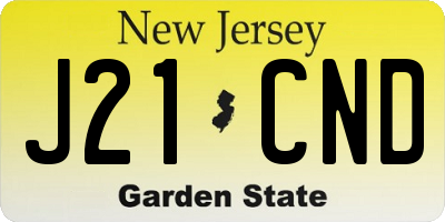 NJ license plate J21CND