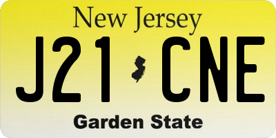 NJ license plate J21CNE