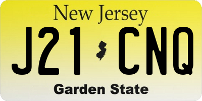 NJ license plate J21CNQ