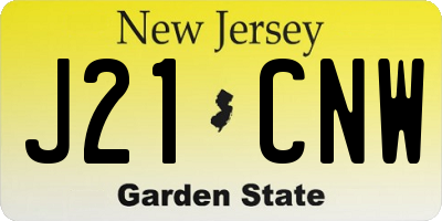 NJ license plate J21CNW