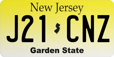 NJ license plate J21CNZ