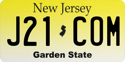 NJ license plate J21COM