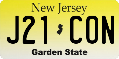 NJ license plate J21CON