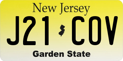 NJ license plate J21COV