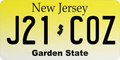 NJ license plate J21COZ