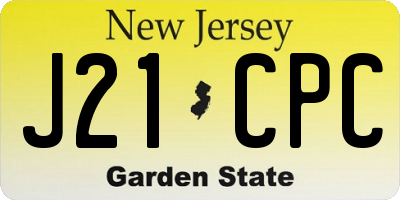 NJ license plate J21CPC
