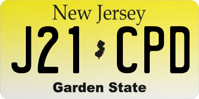 NJ license plate J21CPD