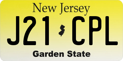 NJ license plate J21CPL