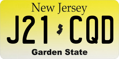 NJ license plate J21CQD