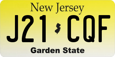 NJ license plate J21CQF