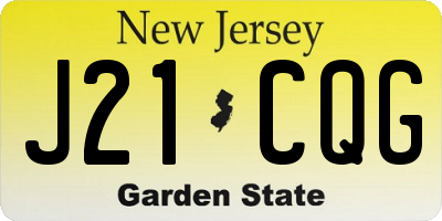 NJ license plate J21CQG