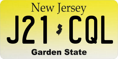 NJ license plate J21CQL