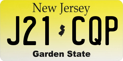 NJ license plate J21CQP