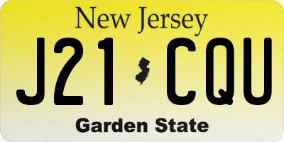 NJ license plate J21CQU