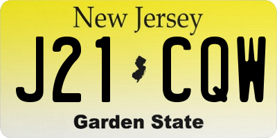 NJ license plate J21CQW